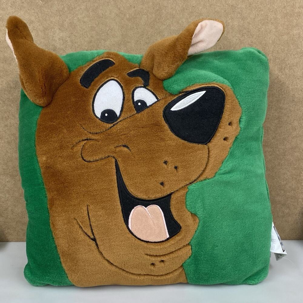 Vintage Scooby Doo 3D Plush Throw Pillow Green 90s Kids Room Decor